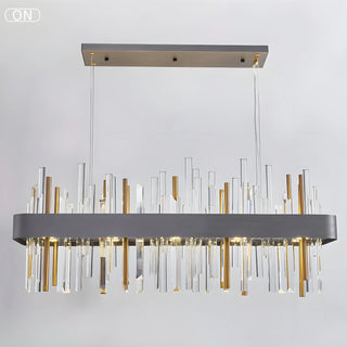 MIRODEMI Abano Terme | Gorgeous Gold And Black Rectangle Crystal Chandelier for Dining Room