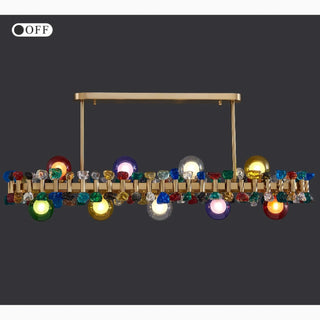 MIRODEMI® Abbadia Cerreto | Perfect Gold Rectangle Colorful Crystal Chandelier for Dining Room