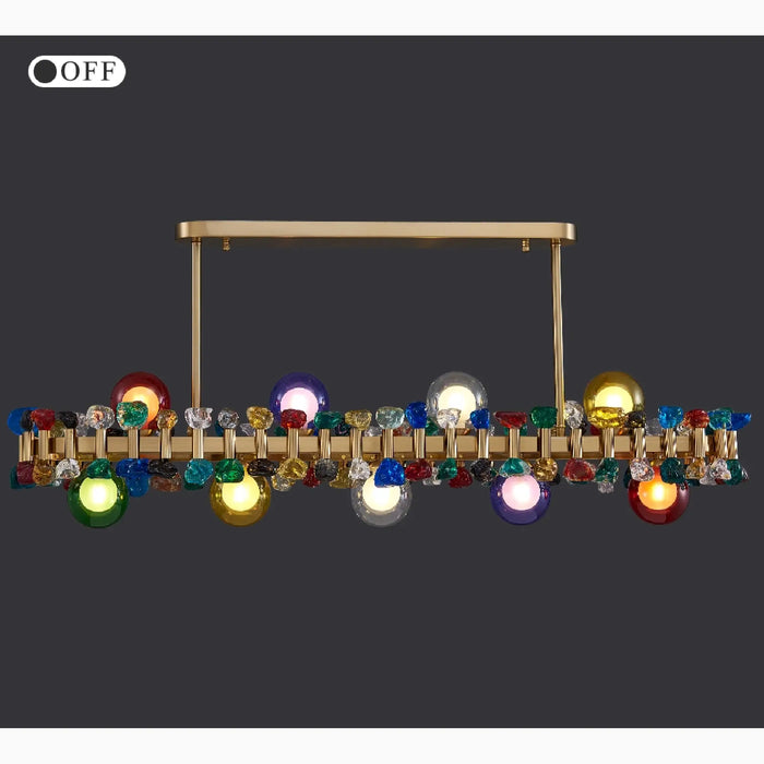 MIRODEMI® Abbadia Cerreto | Perfect Gold Rectangle Colorful Crystal Chandelier for Dining Room