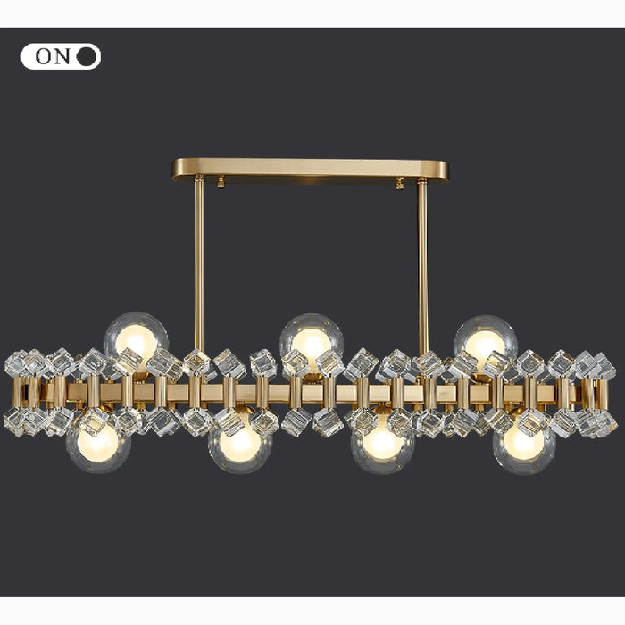 MIRODEMI® Abbadia Cerreto | Exclusive Gold Rectangle Colorful Crystal Chandelier for Dining Room