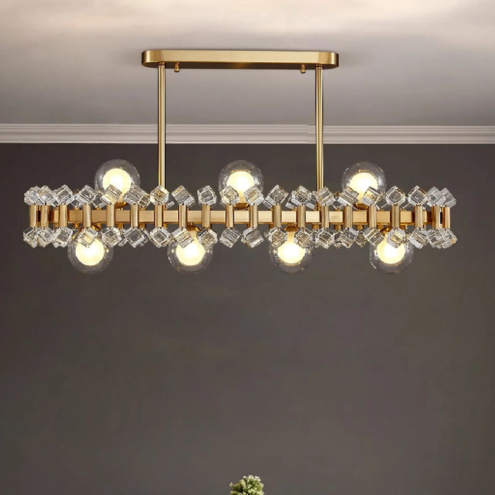 MIRODEMI® Abbadia Cerreto | Gold Rectangle Colorful Crystal Chandelier for Home