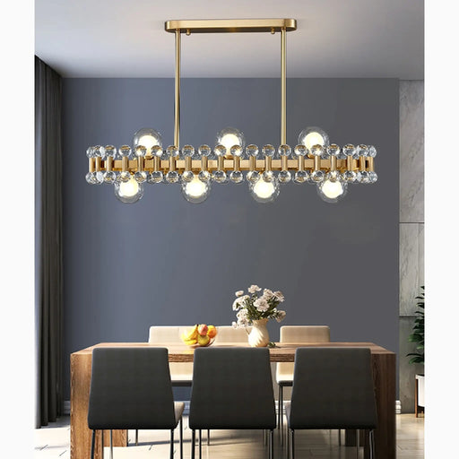 MIRODEMI® Abbadia Cerreto | Gold Rectangle Colorful Crystal Chandelier for Kitchen