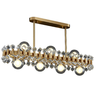 MIRODEMI® Abbadia Cerreto | Elegant Gold Rectangle Colorful Crystal Chandelier for Dining Room