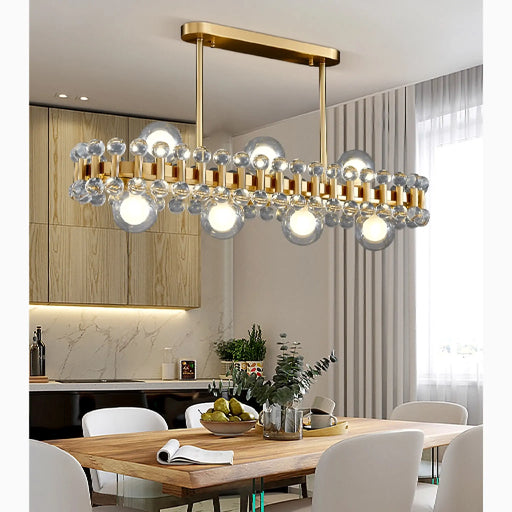MIRODEMI® Abbadia Cerreto | Gold Rectangle Colorful Crystal Chandelier for Dining Room