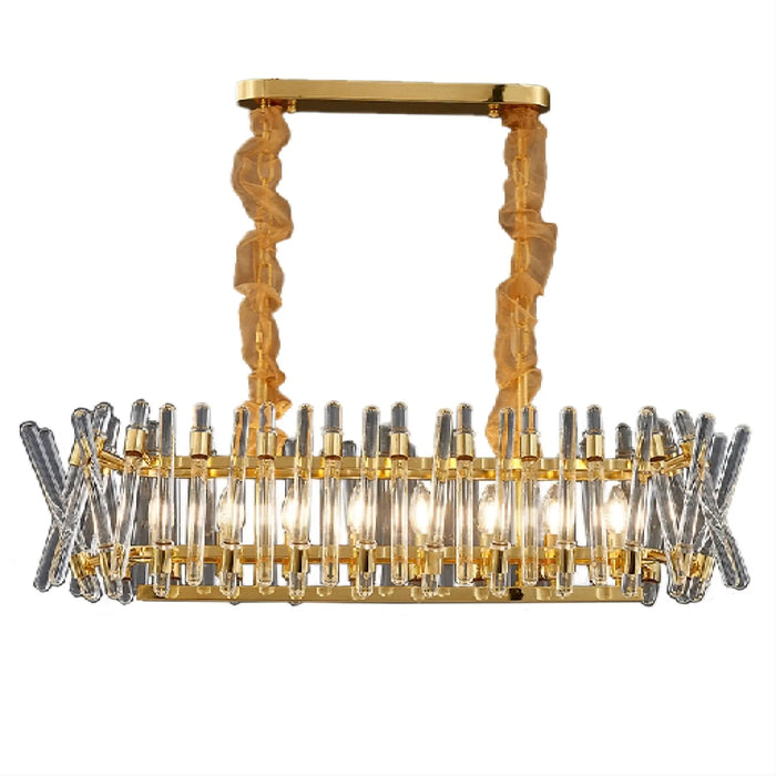 MIRODEMI® Abbadia Lariana | Exceptional Luxury Gold Rectangle Creative Design Glass Chandelier For Dining Room