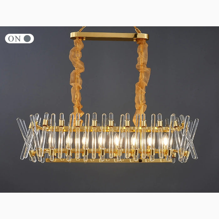 MIRODEMI® Abbadia Lariana | Luxury Golden Rectangle Creative Design Glass Chandelier For Dining Room
