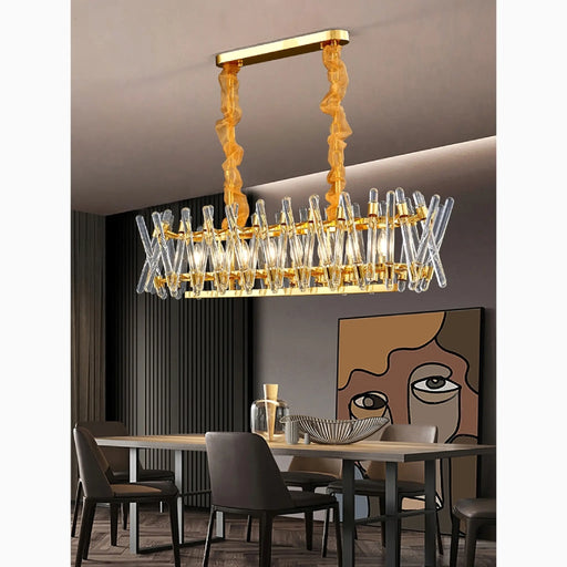 MIRODEMI® Abbadia Lariana | Luxury Gold Rectangle Creative Design Glass Chandelier For Home