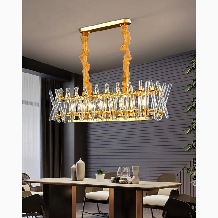 MIRODEMI® Abbadia Lariana | Luxury Gold Rectangle Creative Design Glass Chandelier For House