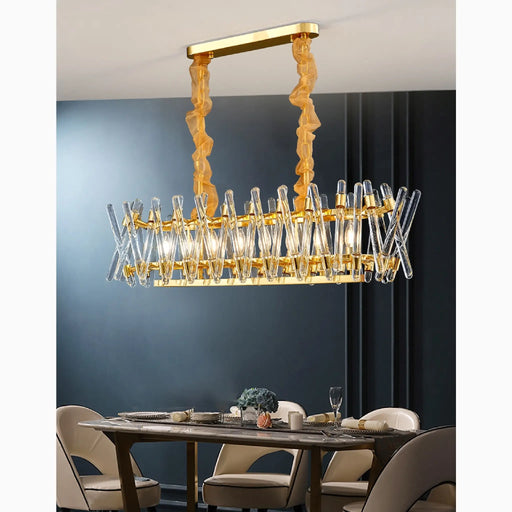 MIRODEMI® Abbadia Lariana | Luxury Gold Rectangle Creative Design Glass Chandelier For Dining Room