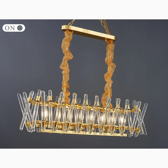 MIRODEMI® Abbadia Lariana | Gorgeous Luxury Gold Rectangle Creative Design Glass Chandelier For Dining Room