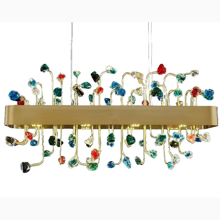 MIRODEMI® Abbadia San Salvatore | Wonderful Gold Rectangle Colorful Crystal Chandelier for Living room