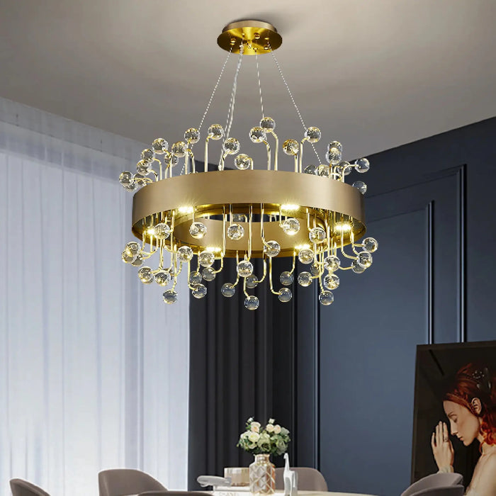 MIRODEMI® Abbadia San Salvatore | Magical  Gold Rectangle Colorful Crystal Chandelier for Living room