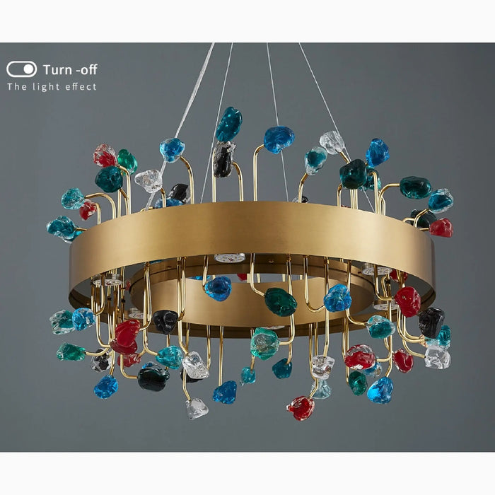 MIRODEMI® Abbadia San Salvatore | Gold Rectangle Colorful Crystal Chandelier for Cozy Home