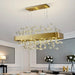 MIRODEMI® Abbadia San Salvatore | Gold Rectangle Colorful Crystal Chandelier for Dining Room