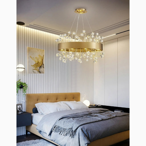 MIRODEMI® Abbadia San Salvatore | Gold Rectangle Colorful Crystal Chandelier for Living room