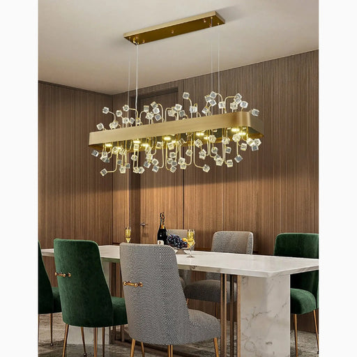 MIRODEMI® Abbadia San Salvatore | Gold Rectangle Colorful Crystal Chandelier for Home