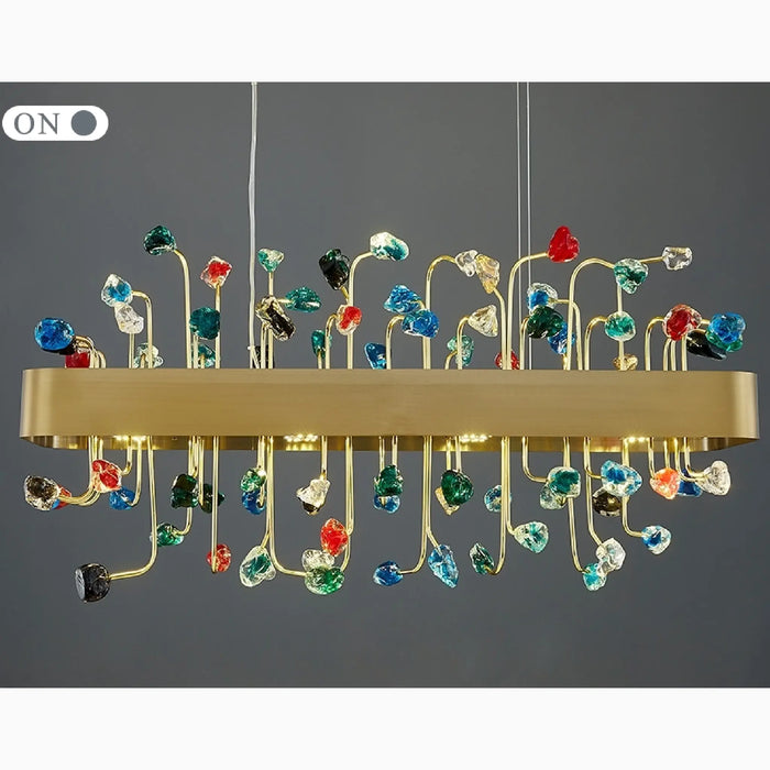MIRODEMI® Abbadia San Salvatore | Creative Gold Rectangle Colorful Crystal Chandelier for Living room