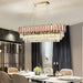 MIRODEMI® Abbasanta | Classy Luxury Gold/Pink Rectangle Crystal LED Chandelier For Dining Room