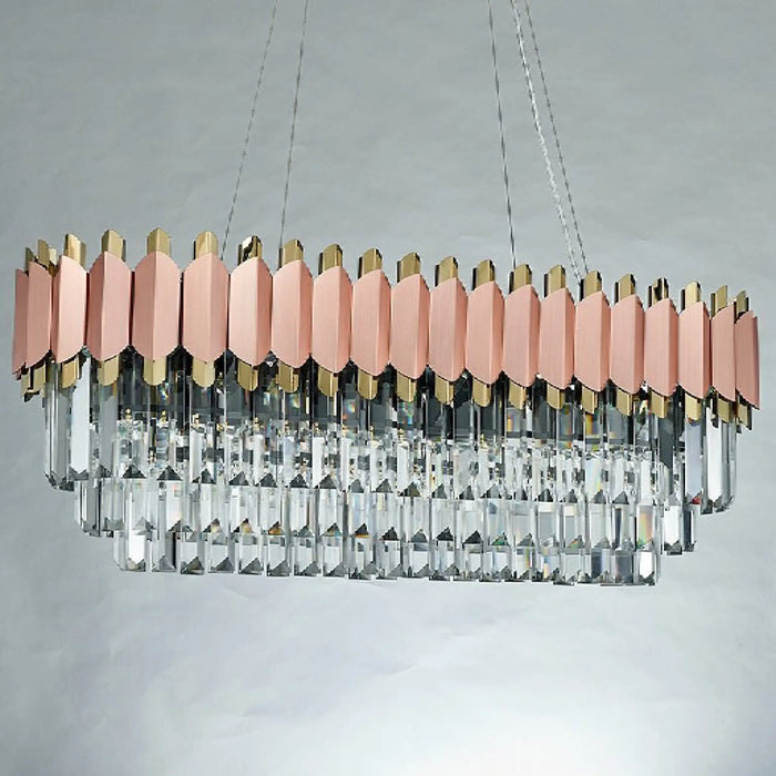 MIRODEMI® Abbasanta | Luxury Gold/Pink Rectangle Crystal LED Chandelier For House