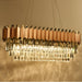 Abbasanta | Luxury Gold/Pink Rectangle Crystal LED Chandelier For Classy Dining Room