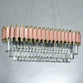 Abbasanta | Luxury Gold/Pink Rectangle Crystal LED Chandelier For Home