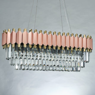 Abbasanta | Luxury Gold/Pink Rectangle Crystal LED Chandelier For Home