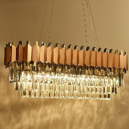 MIRODEMI® Abbasanta | Luxury Gold/Pink Rectangle Crystal LED Chandelier For Home