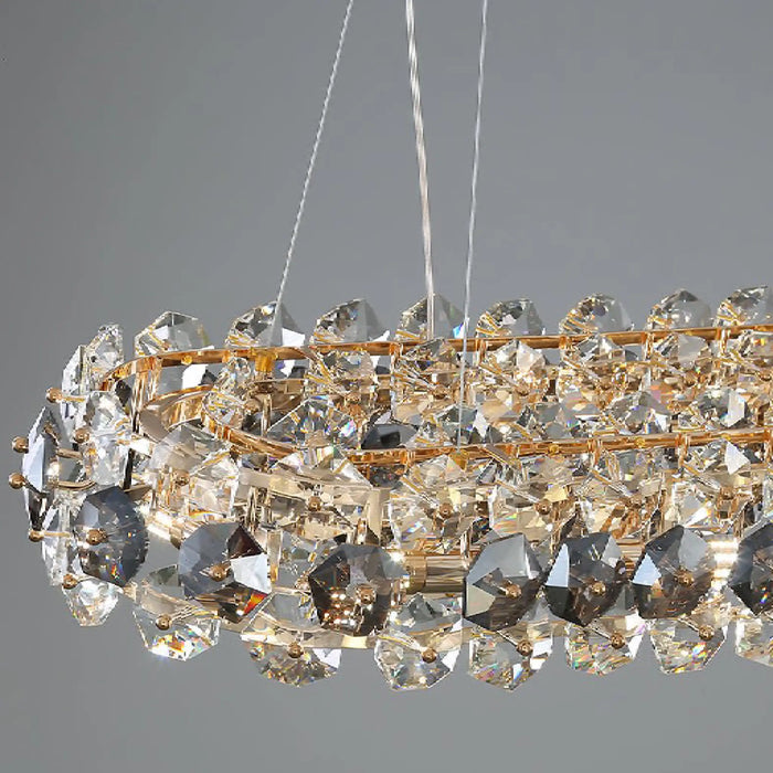 MIRODEMI® Abbateggio | Rectangle Gold Crystal Modern Chandelier for Dining Room