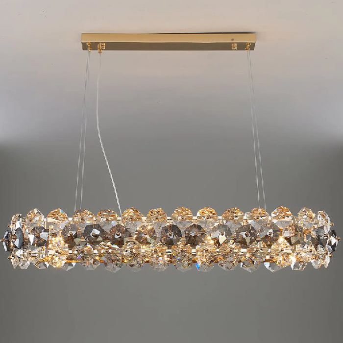 MIRODEMI® Abbateggio | Rectangle Gold Crystal Modern Chandelier for House