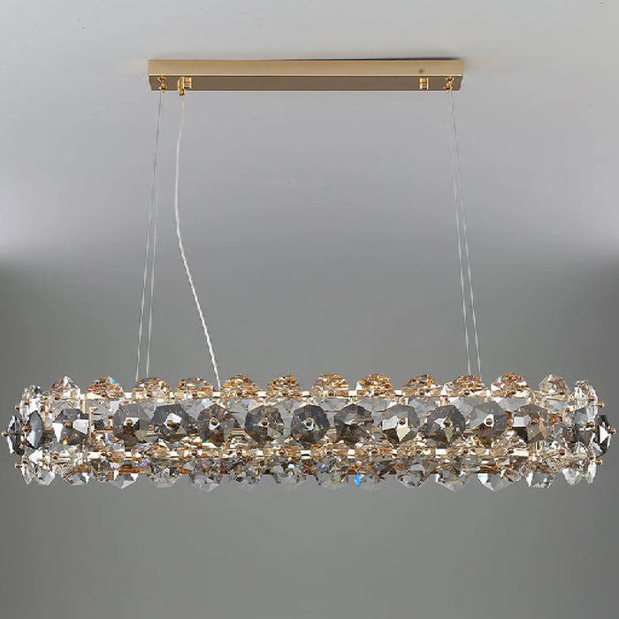 MIRODEMI® Abbateggio | Rectangle Gold Crystal Modern Chandelier for Kitchen