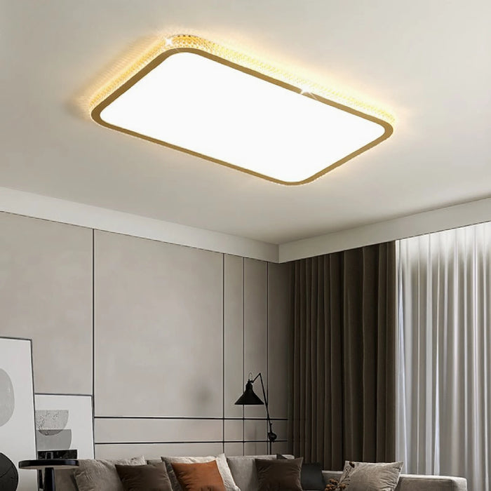 MIRODEMI® Abbiategrasso | Rectangle gold Crystal LED Ceiling Light