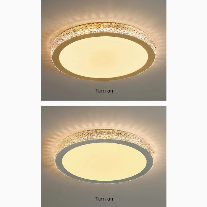 MIRODEMI® Abriola | Round Crystal LED Ceiling Light on off