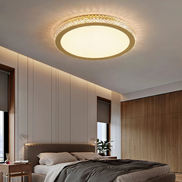 MIRODEMI® Abriola | Round gold Crystal LED Ceiling Light