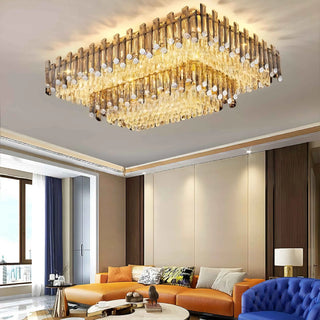 MIRODEMI® Acciano | Modern Rectangular Crystal LED Chandelier for Home Interior 