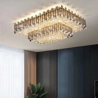 MIRODEMI® Acciano | Modern Rectangular Crystal LED Chandelier for Home Interior 