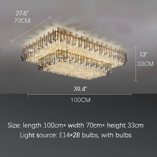 MIRODEMI® Acciano | Modern Rectangular Crystal LED Chandelier 28 Bulbs 