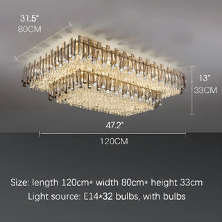 MIRODEMI® Acciano | Modern Rectangular Crystal LED Chandelier 32 Bulbs 