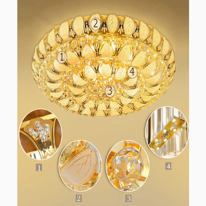 MIRODEMI® Acerenza | Luxury golden Modern Crystal LED Chandelier