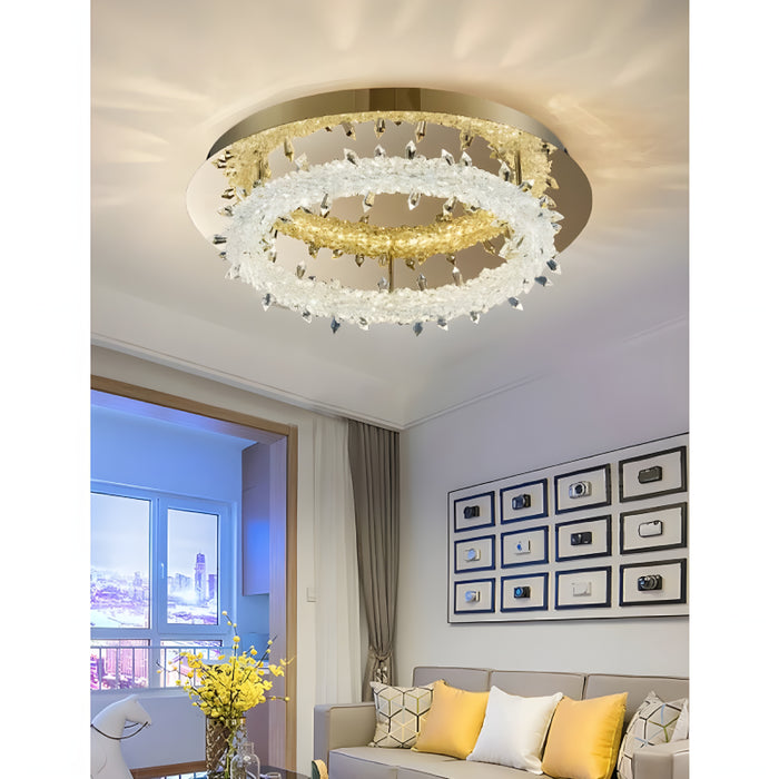 MIRODEMI® Acerno | Modern Round Crystal LED Ceiling Chandelier details