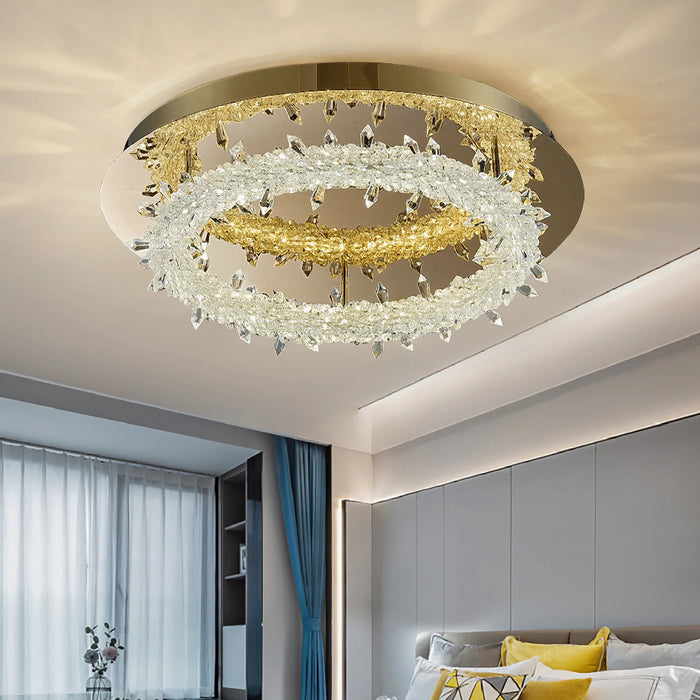 MIRODEMI® Acerno | Modern Round divine Crystal LED Ceiling Chandelier
