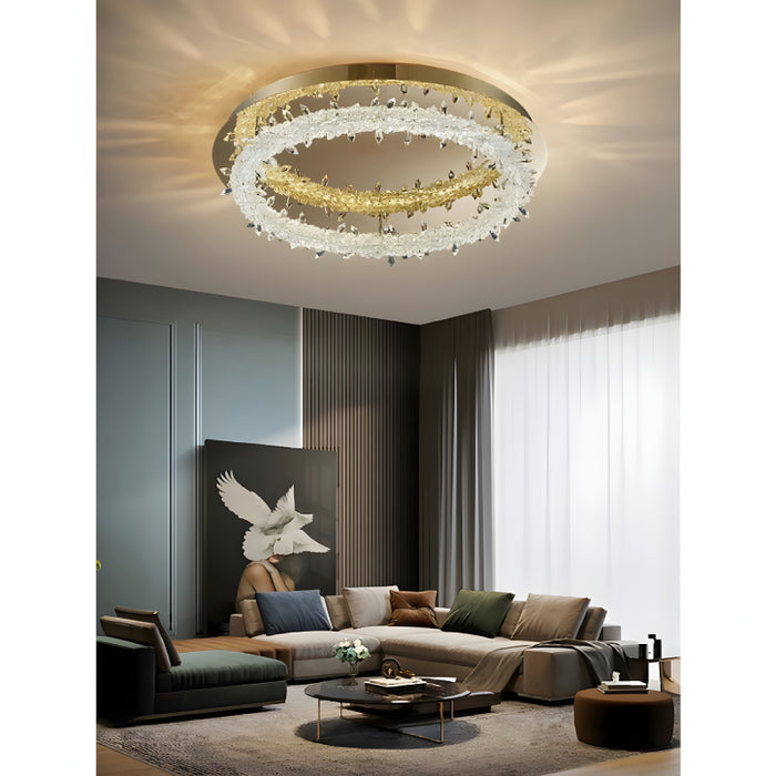 MIRODEMI® Acerno | Modern Round Crystal LED Ceiling Chandelier details