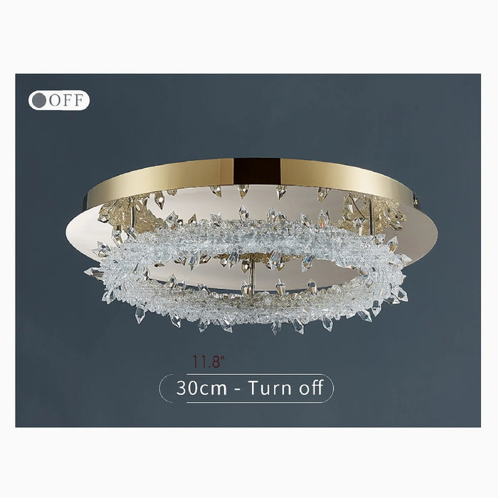 MIRODEMI® Acerno | Modern Round Crystal LED Ceiling Chandelier off