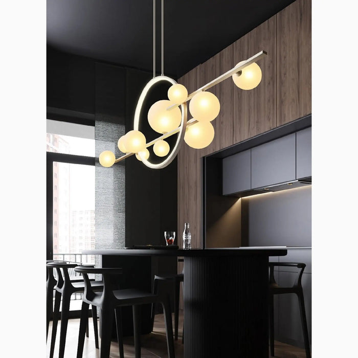 MIRODEMI® Acqualagna | White/Black Glass Bubble LED Pretty Chandelier For Dining room
