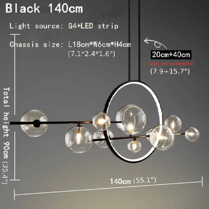 MIRODEMI® Acqualagna | Lovely Black Glass Bubble LED Chandelier For Dining room