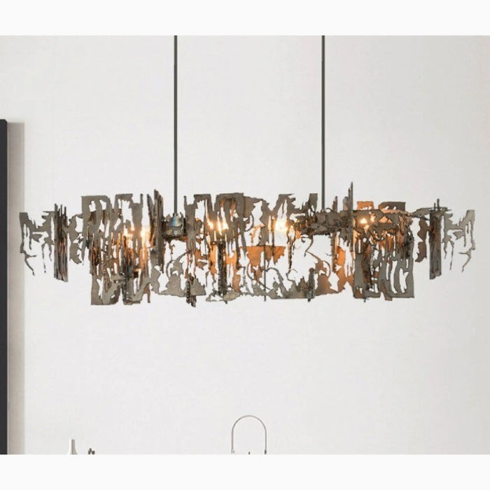 MIRODEMI® Acquanegra Cremonese | Postmodern Grey/Gold Metal Art Rectangle Chandelier For Elite House