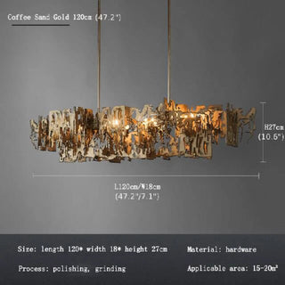 MIRODEMI® Acquanegra Cremonese | Postmodern Grey/Gold Metal Art Rectangle Chandelier For Dining room Parameters