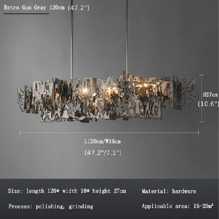 MIRODEMI® Acquanegra Cremonese | Postmodern Grey/Gold Metal Art Rectangle Chandelier For Dining room Sizes