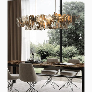 MIRODEMI® Acquanegra Cremonese | Incredible Postmodern Grey/Gold Metal Art Rectangle Chandelier For Dining room