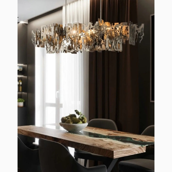 MIRODEMI® Acquanegra Cremonese | Postmodern Grey/Gold Metal Art Rectangle Chandelier For Home