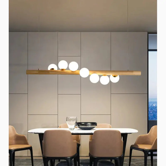 MIRODEMI® Acquanegra sul Chiese | Nordic Wood color Glass ball LED Chandelier For Lovely Kitchen